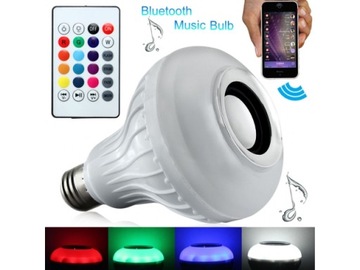 ŻARÓWKA KOLOROWA LED RGB BLUETOOTH GŁOŚNIK + PILOT