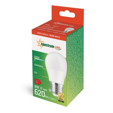 Żarówka LED kulka E27 230V 8W WW barwa ciepła