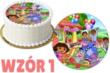 Opłatek z nadrukiem DORA POZNAJE ŚWIAT + IMIĘ