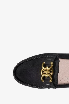 ЧЕРНЫЕ МОКАСИНЫ ЖЕНСКИЕ ЛЕГКИЕ СЛИПОНЫ С МОДНЫМ ОТДЕЛЕНИЕМ, размер 37