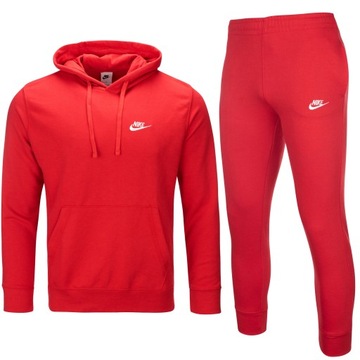 Nike czerwony męski komplet dresowy sportowy bluza spodnie regular fit M