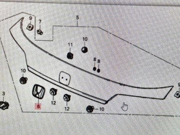ZNAK ZADNÍ HONDA CIVIC IX 75701-T4G-000
