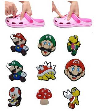 PRZYPINKI PIN ozdoby DO BUTÓW typu KROKS CROCS super mario 9szt