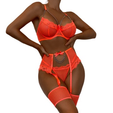 Komplet bielizny stanik stringi podwiązki 2k 42