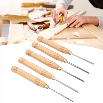 НАБОР ТОКАРНЫХ ДОЛОТО И ДЕРЕВЯННЫХ ТРВЕРОВ 5 ШТ.