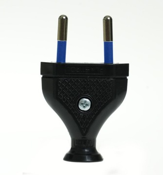 Съемная плоская вилка без заземления, черная 2,5А 250В ПЛАСТРОЛ