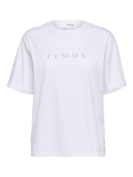 Selected Femme T-Shirt 16085609 Biały Loose Fit