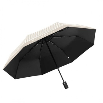 PARASOL parasolka śr. 95cm AUTOMAT PEPITKA KREMOWA damska składana