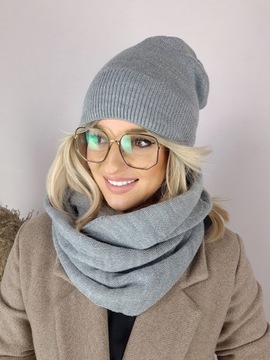 POLSKI KOMPLET CZAPKA + DUŻY KOMIN CIEPŁY # KOLORY