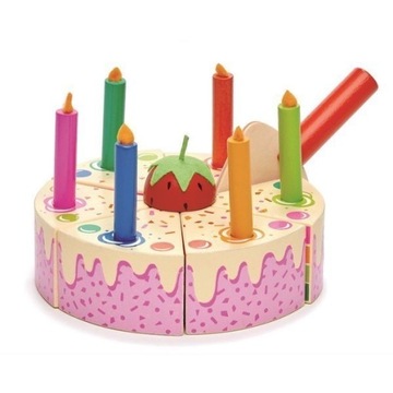 Tender Leaf Toys drewniany tort urodzinowy tęczowy