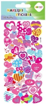 Наклейки 3D об'ємні рожевий HEARTS 9, 5x22 см HAPPY COLOR