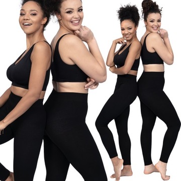 ЧЕРНЫЕ бесшовные ЛЕГГИНГИ, непрозрачные SIZE PLUS