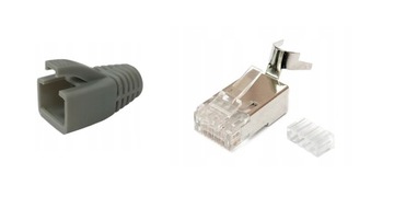 Wtyki RJ45 kat.6A 10kpl STP osłonki szare