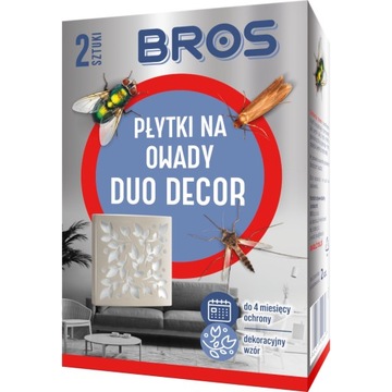 BROS PŁYTKI NA OWADY DUO DECOR 2SZT 4 MIESIĄCE OCHRONY ŁADNY WZÓR