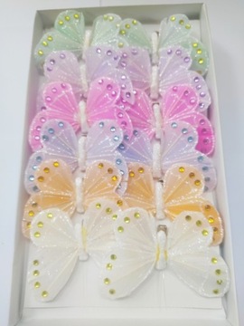 БАБОЧКИ КАК НАСТОЯЩИЕ С ЗАЖИМОМ 12 ШТ 8 СМ