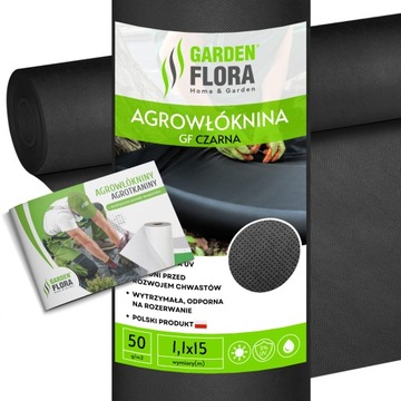Agrowłóknina czarna 50g GF Agro na chwasty tkanina antychwastowa 1,1x15m