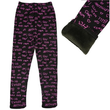 LEGGINSY getry ocieplane 152/158 futerko czarne N