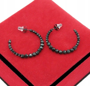 KOLCZYKI BLACK BEADS SHINE STAL CHIRURGICZNA