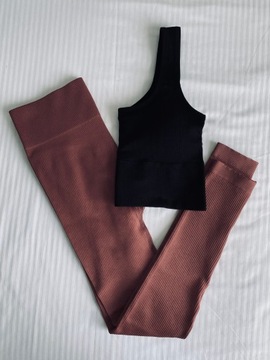 Ударять! Ленточные леггинсы коричневые страдания m