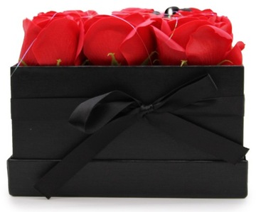 Mydlany Flower Box z 9 Czerwonych Róż - PREZENT