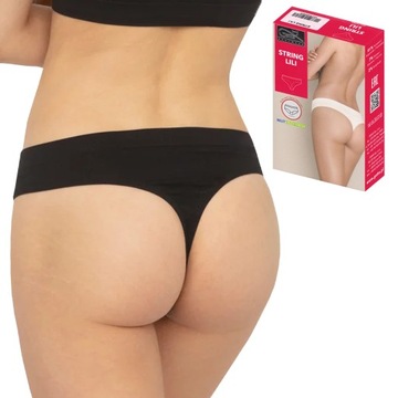 Stringi Gatta Lili String, bezszwowe, czarne, L