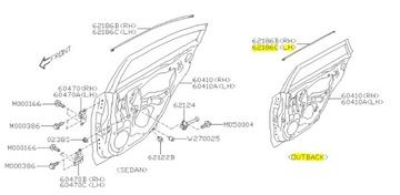 LIŠTA DVEŘE POD SKLO HORNÍ SUBARU OUTBACK 2014-