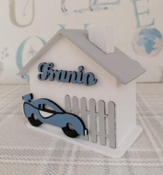 Копилка с именем, подарок на крещение, годовалый день рождения