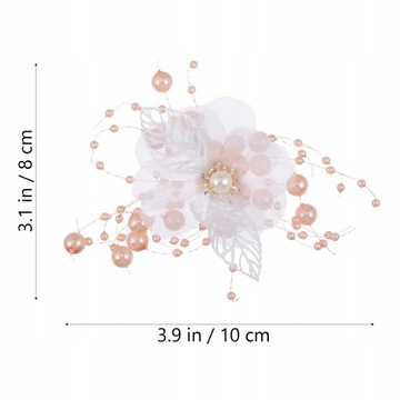 Ślubna Spinka do Włosów Zestaw Perłowy Kwiat 3 Szt