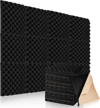 PANELE AKUSTYCZNE CZARNE GRUBE 30x30x3 24 SZTUKI