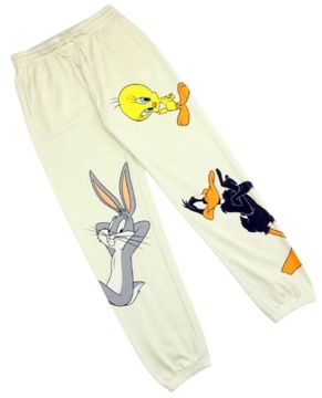 Spodnie damskie dresowe Looney Tunes Zwariowane Melodie r. M kieszenie BUGS