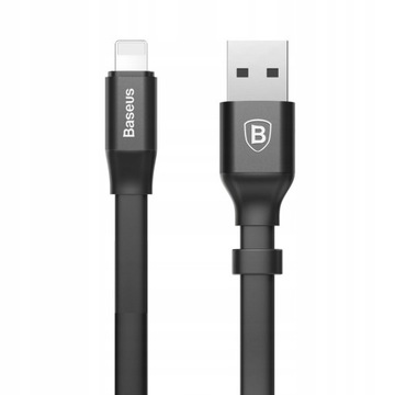 Короткий кабель Lightning Baseus 2А, 23 см для Iphone, плоский тонкий 11, 12, 13, 14