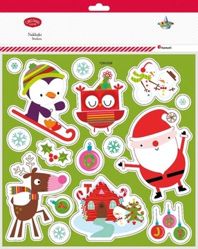 НАКЛЕЙКИ САНТА СОВА ВЫПУКЛЫЕ РОЖДЕСТВЕНСКИЕ TON1008 16шт