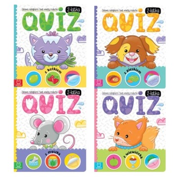 Pakiet 4x Quiz dla 2-latka Nauka Proste zadania Naklejki Ciekawe obrazki