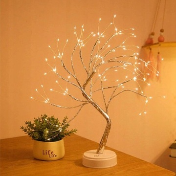 LED LAMPA DRZEWKO BONSAI CIEPŁY BIAŁY ŁYSZCZEC