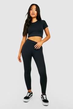 KC14313 *BOOHOO PETITE PRĄŻKOWANE LEGGINSY Z WYSOKIM STANEM L