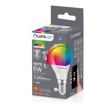 СВЕТОДИОДНАЯ ЛАМПА E14 5W RGB CCT + БЕЛАЯ WIFI TUYA SMART SMART APPLICATION