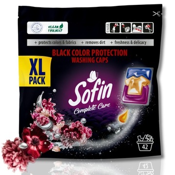 Sofin Kapsułki do Prania Ciemnego Czarnego Black Ochrona Kolorów XL 42szt
