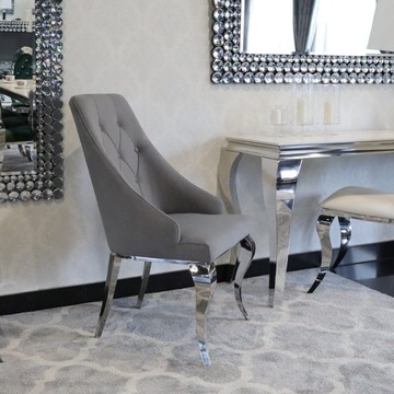 Krzesło glamour William II Dark Grey szare pikowane guzikami