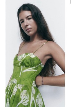 Letnia sukienka zielona bawełna 100% Zara S-M