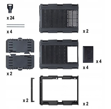 МОДУЛЬНЫЙ САДОВЫЙ КОМПОСТЕР КРУГЛЫЙ ГОД 800Л МОДУЛЬНЫЙ IKSM800C ЧЕРНЫЙ