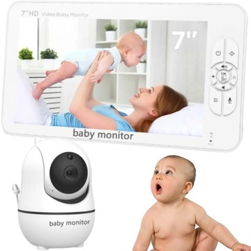 Elektroniczna Niania 7 CALI ekran KAMERA NA ŻYWO Tryb nocny Termometr HD
