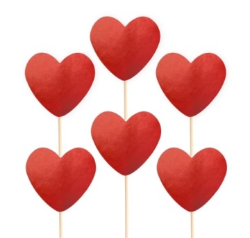 PIKERY NA TORT SERDUSZKA Czerwone 6 szt Walentynki