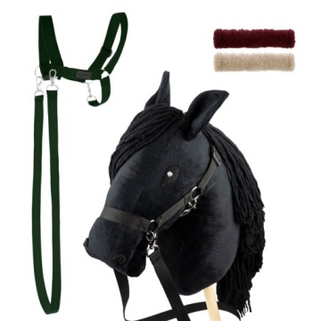 Набір Skippi - Hobby Horse чорний і додатковий недоуздок - темно-зелений