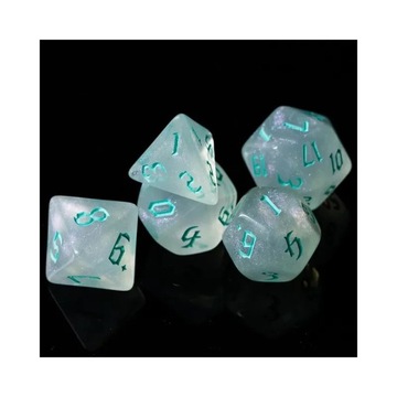 MROCZNY BŁĘKITNY ZESTAW 7 PRZEZROCZYSTYCH KOŚCI RPG
