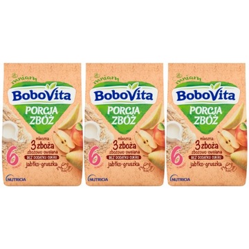 BOBOVITA Porcja Zbóż kaszka 3 zbożajab-grusz3x210g