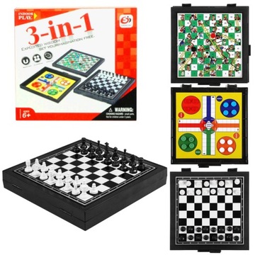 НАБОР МАГНИТНЫХ ИГРОВ ИЗ 3 МАГНИТНЫХ ИГР Китайские шахматные змеи и лестницы