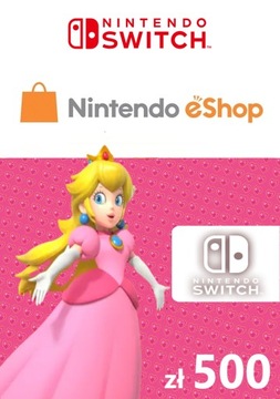 Nintendo 500zł Switch eShop Karta podarunkowa Kod Prepaid