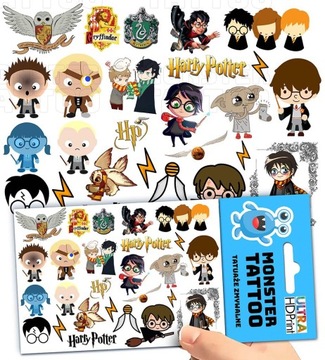 TATUAŻE ZMYWALNE TYMCZASOWE DLA DZIECI HARRY POTTER WZORY ORYGINALNE
