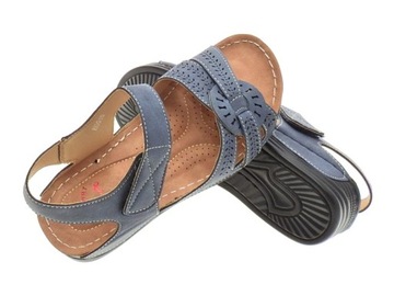 Wygodne sandały damskie na rzepy Azul r.41