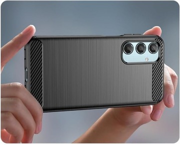 Etui do SAMSUNG GALAXY M35 5G + SZKŁO I ELASTYCZNE CZARNY COVER KARBON CASE